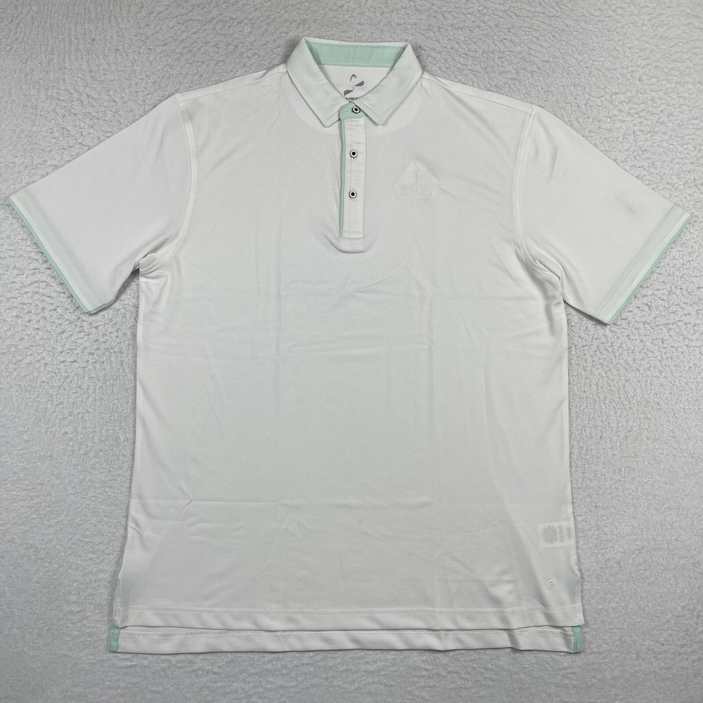 Head Golf Polo Shirt Mens Large White Mint Green Performance Short Sleeve